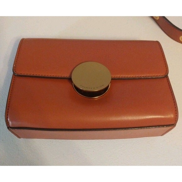 Charles & Keith Circular Buckle Crossbody Purse Bag Mauve Push Lock Closure - Picture 2 of 15